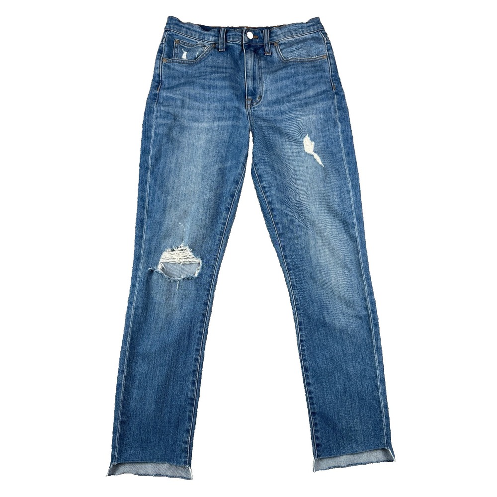 Madewell Women's Jeans Size 27 Blue High-Rise Slim Boyjean Distressed